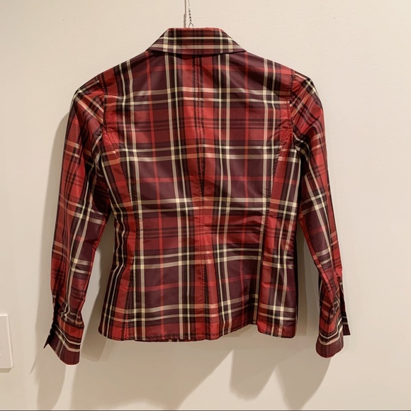 NWOT Talbots faux wrap red plaid silk top 4P - Picture 5 of 8
